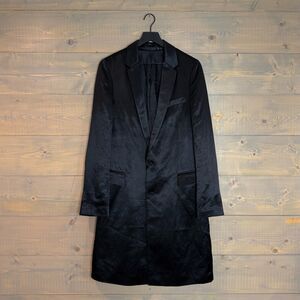 BLK DNM Black Satin Overcoat Men's Medium
